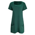 thumbnail image 4 of HXWCHs Robe Résistante aux Plis Robe d'Été Décontractée pour Femmes Tenue Col Rond Couleur Unie Confortable Respirante Élégante avec Leggings Vert m, 4 of 5
