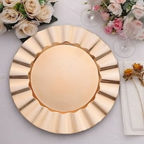 Balsa Circle 6 Gold 13" Acrylic Wooden Textured Round Scalloped Trim Plastic Charger Plates