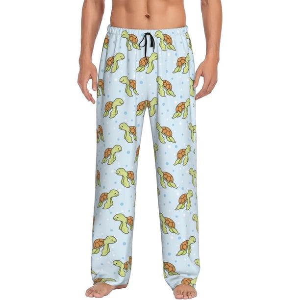 Balery Cartoon Sea Turtle Pantalones de pijama para hombre, pijama ultraligero, pantalón de descanso-XX-Large