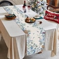thumbnail image 3 of Winter Blue Poinsettia Table Runner Christmas Floral Berries Table Runners Kitchen Dinning Xmas Table Decoration for Holiday Farmhouse Rustic Home Party Indoor Outdoor 13x72 Inch, 3 of 6