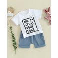 thumbnail image 2 of Bslissey Toddler Baby Boys Summer 2Pcs Outfits Short Sleeve Letter Print T-shirt + Elastic Waist Shorts 6M 12M 18M 24M 3T Infant Casual Daily Short Pants Sets, 2 of 9