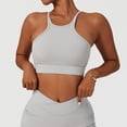 thumbnail image 2 of Sujetador deportivo de secado rápido con cuello halter ahueca hacia fuera cómodo suave sujetador de entrenamiento de alto impacto para mujer gris 14 XL, 2 of 8