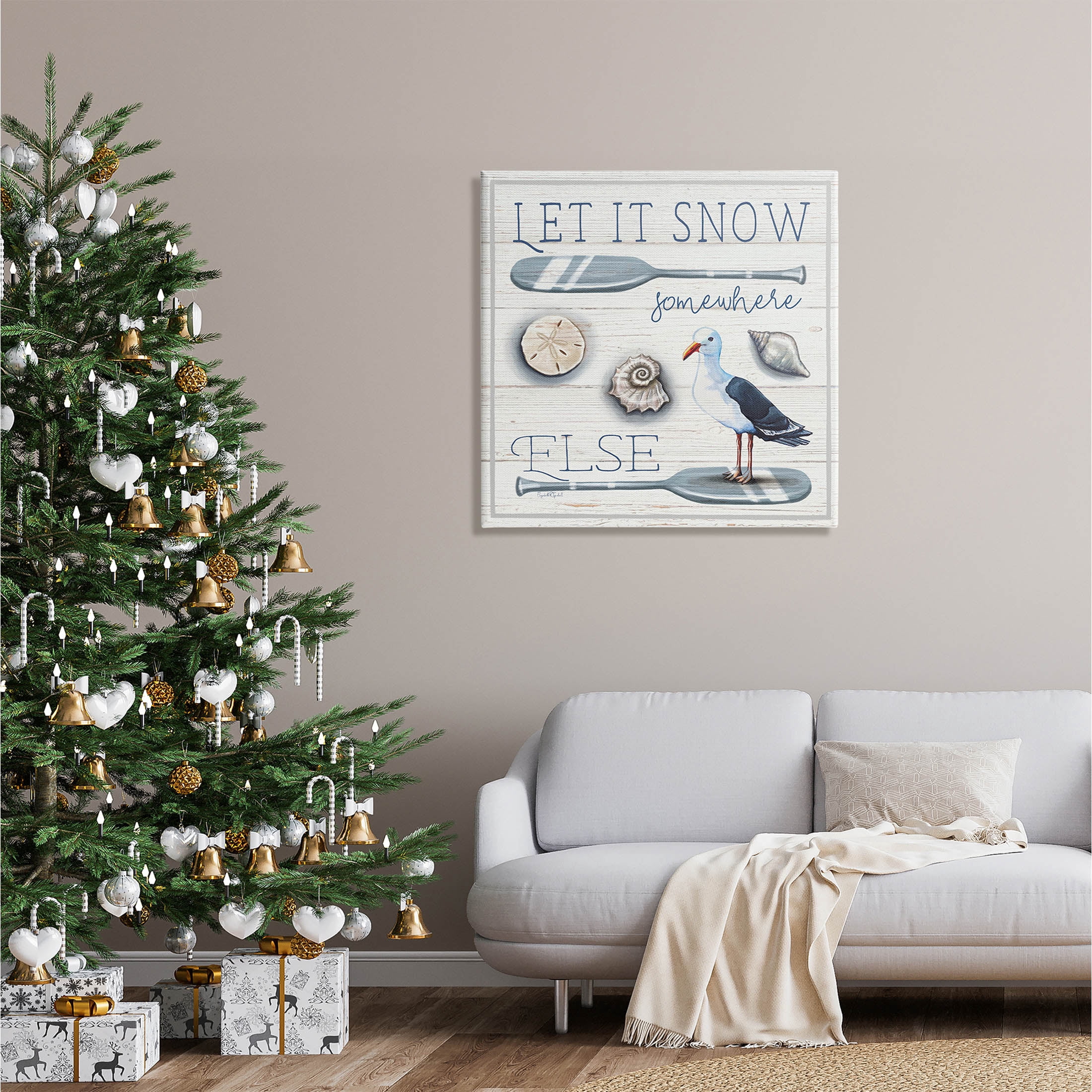 Stupell Industries Let It Snow Somewhere Else Phrase Graphic Art Gallery Wrapped Canvas Print Wall Art, Design by Elizabeth Tyndall
