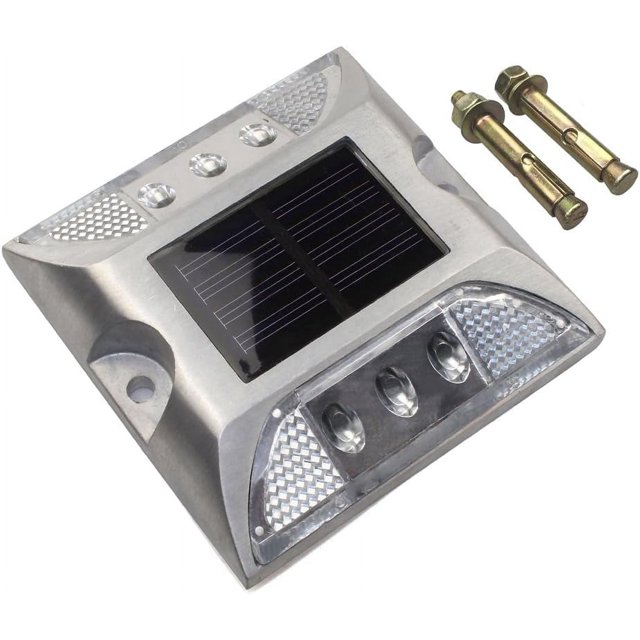 Aluminum Solar 6-LED Deck Dock Lights Step Road Path Lamp Waterproof Security Warning Driveway for Outdoor Fence Pool Patio Yard Home Pathway Stairs Garden (White)