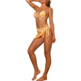 thumbnail image 4 of INSPIRAR CHIC Conjuntos de Bikini de 3 Piezas con Tie Dye para Mujeres, Trajes de Baño Halter con Falda de Playa Sarong Grande Naranja, 4 of 5