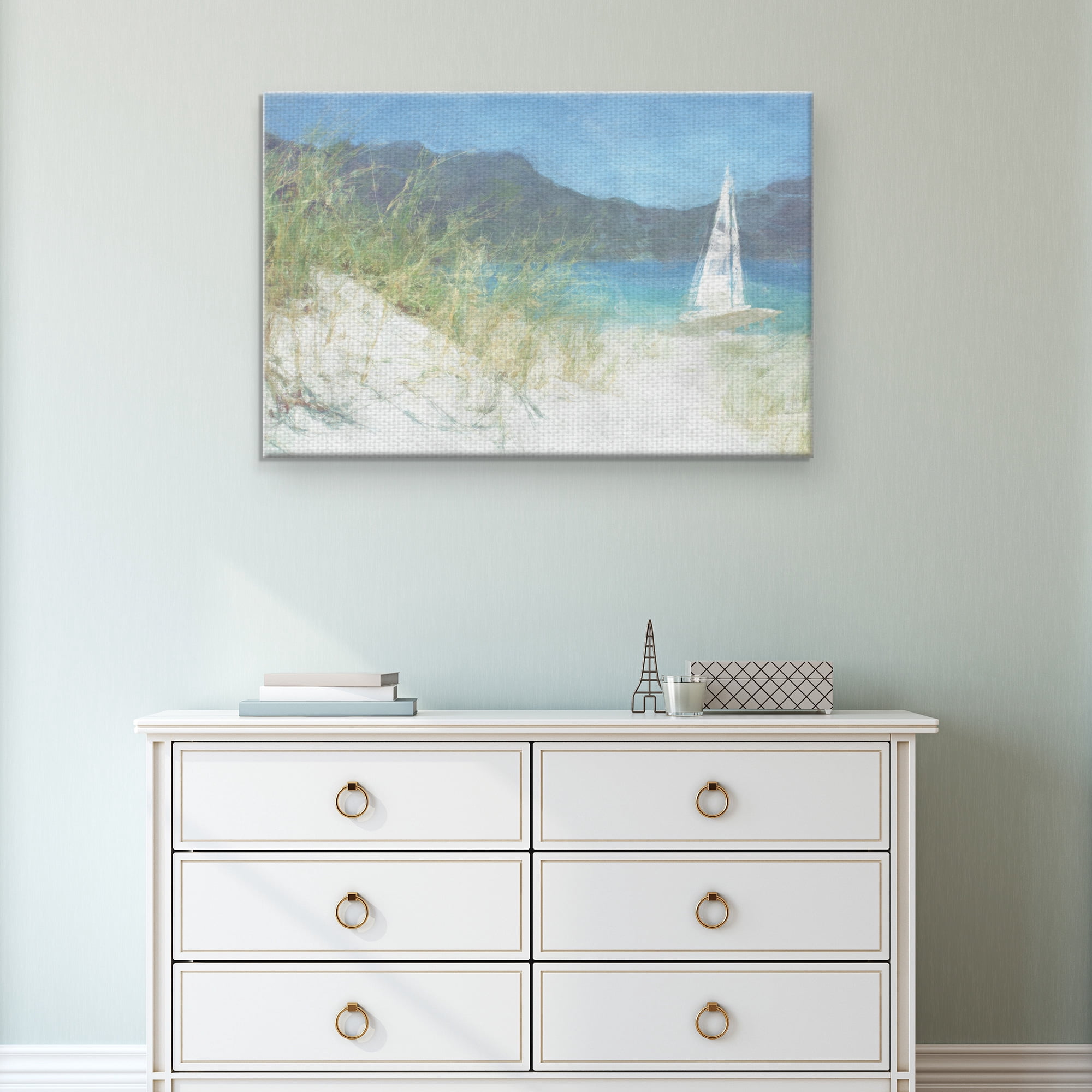Masterpiece Art Gallery Yacht Waiting At The Coast By Noah Bay Canvas Art Print 24" x 36"