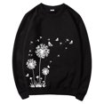 thumbnail image 4 of Holzkary Sweatshirts for Women Hoodies Women's Autumn Winter Round Neck Dandelion Print Loose Casual Warm Hoodie Graphic Printed Pullover Top Comfy Fall Winter Outfits Clothes 2025 Fashion Black Xl, 4 of 4