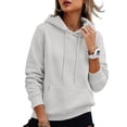 thumbnail image 2 of Womens Fleece Hooded Sweatshirts Long Sleeve Pullover Drawstring Hoodies Relaxed Fit Fall Winter Casual Hoodies with Front Pocket, M, 2 of 6