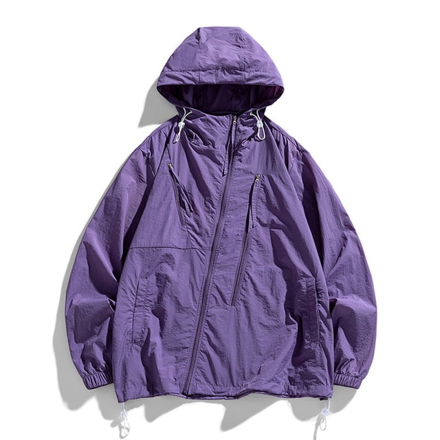 RXIRUCGD Costume de Protection Solaire pour Hommes Veste Décontractée à Manches Longues avec Capuche, Violet, Taille : S
