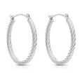 thumbnail image 2 of Tilo Jewelry 14K White Gold Twisted Square Tube Round Hoop Earrings (20mm) for Women & Unisex, 2 of 7