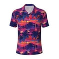 thumbnail image 2 of Daiia Retro Palms Pattern Men’s Polo Shirts,Solid Deck Shirt,Classic Fit, Breathable Cotton Polo for Casual and Sport Wear-Small, 2 of 9