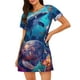 thumbnail image 1 of Disketp Underwater Turtle Dolphin Octopus para Camisón Corto de Manga Corta para Mujeres, Camisón Cómodo con Escote Redondo, Bonito y Confortable, 1 of 6