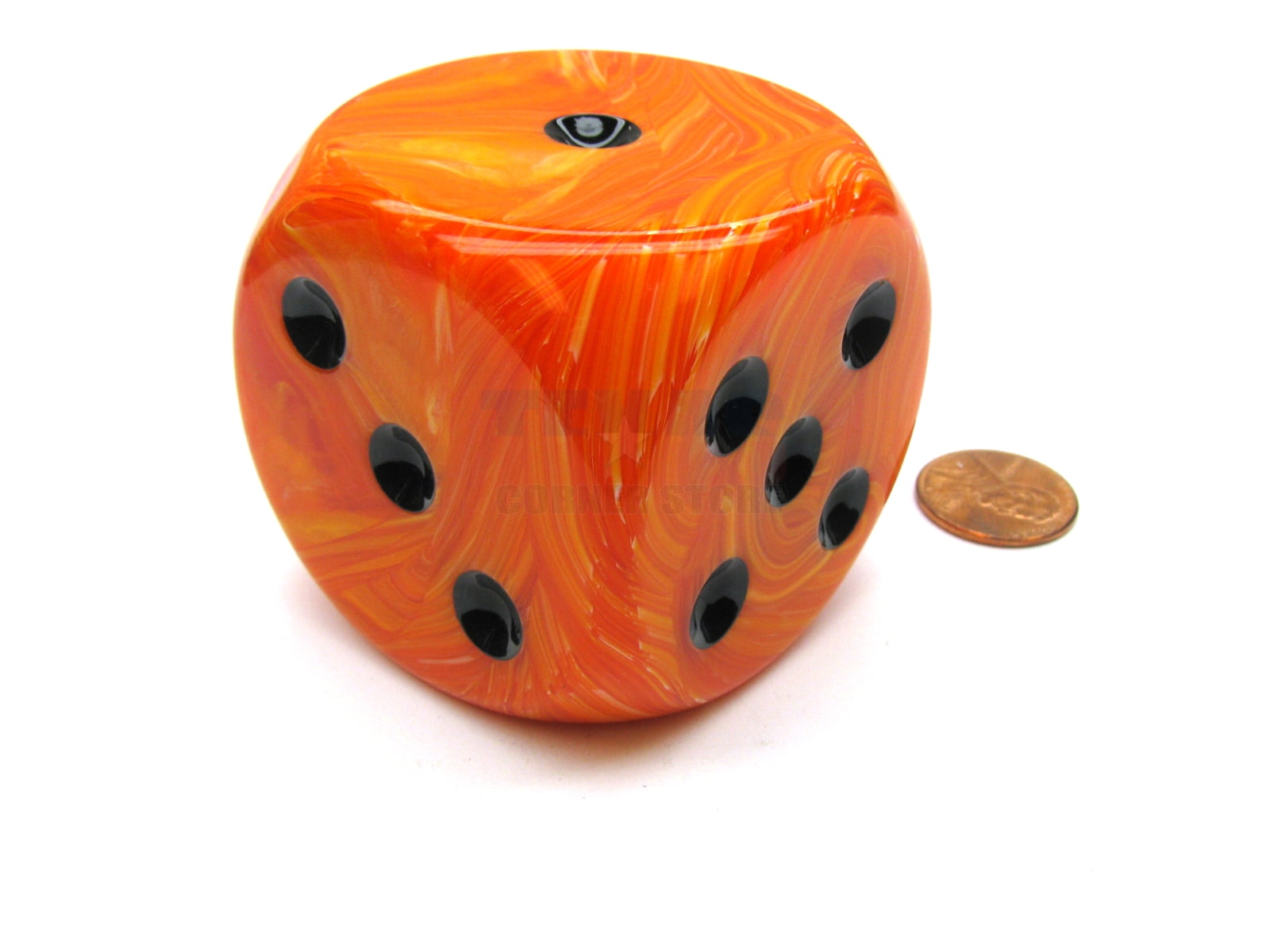 Chessex Vortex 50mm Huge Large D6 Dice, 1 Piece Orange with Black