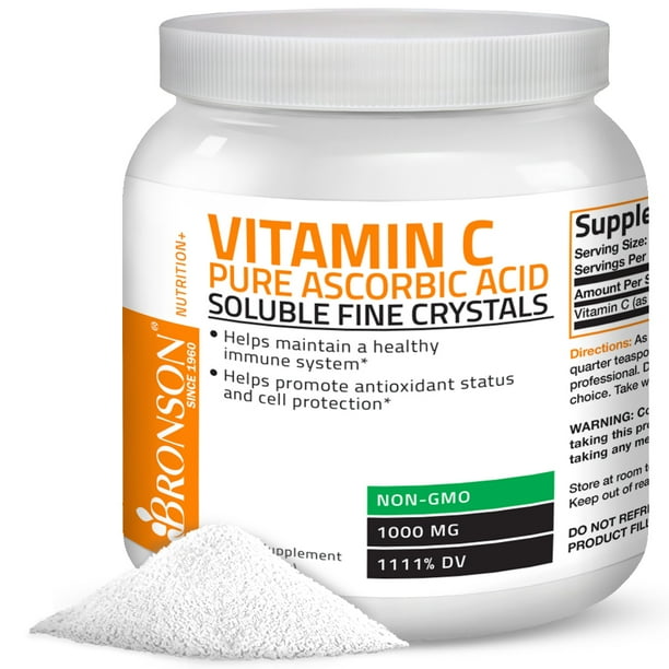 Vitamin C Powder Pure Ascorbic Acid Soluble Fine Non GMO Crystals