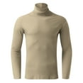 thumbnail image 4 of Men's High Neck Long Sleeve T-Shirt - Solid Color, Slim Fit, Elastic Fabric for Spring/Summer Casual Wear, 4 of 5