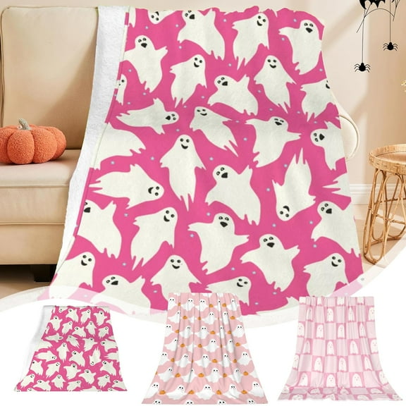 PALIFEUR Halloween Flannel Throw Blanket, Super Soft Warm Ghost Blanket for Couch Bedroom, Microfiber Thicken Fall Blankets for Halloween Thanksgiving Party Home Decorations, 40 x 28 Inch