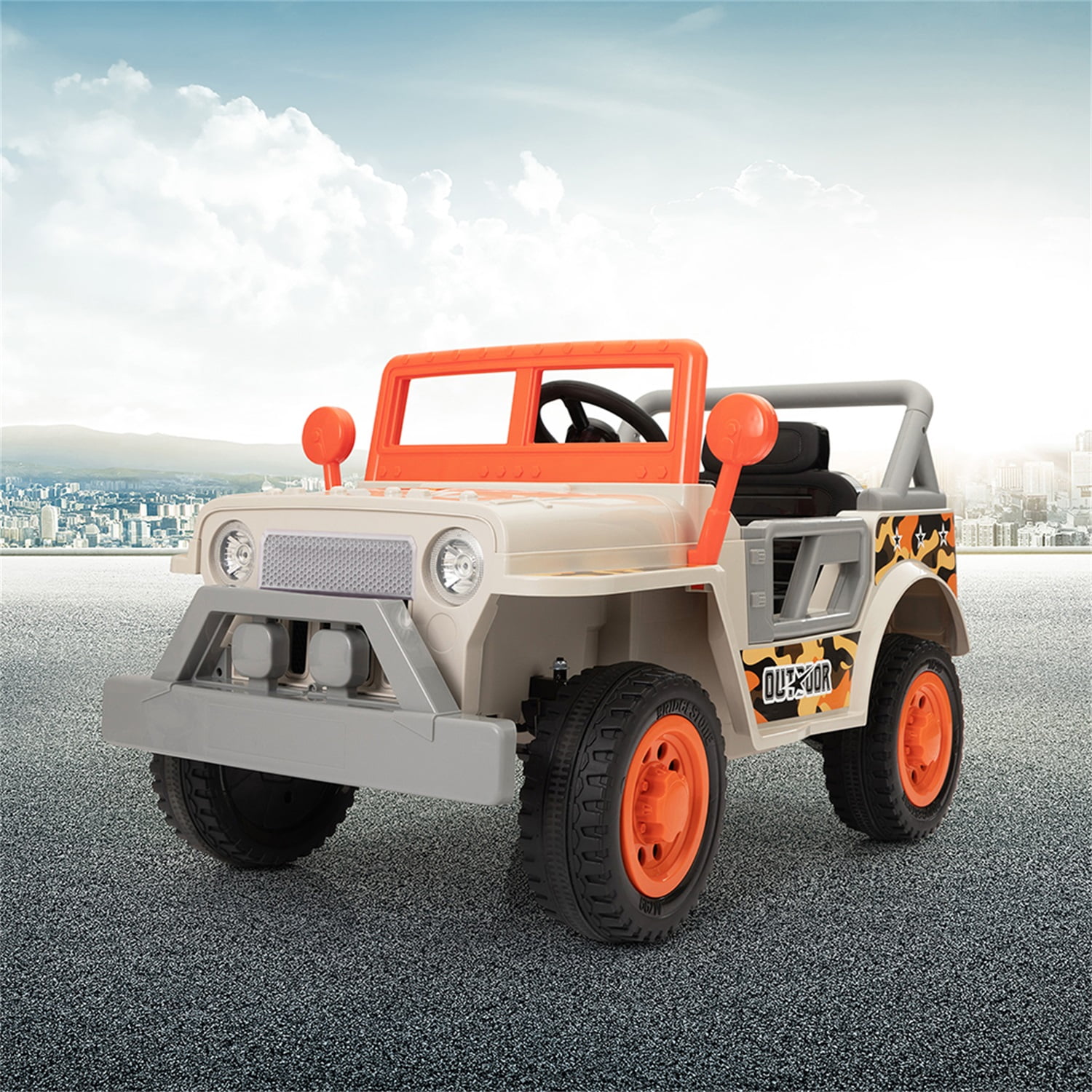 CIPACHO 12 V Powered Ride On Truck for 3-6 Ages, Electric Kids Car 4 Wheels with LED Lights, Horn, Openable Doors, Electric Vehicle Toy, Orange CIPACHO 12 V Powered Ride On Truck for 3-6 Ages, Electric Kids Car 4 Wheels with LED Lights, Horn, Openable Doors, Electric Vehicle Toy, Orange