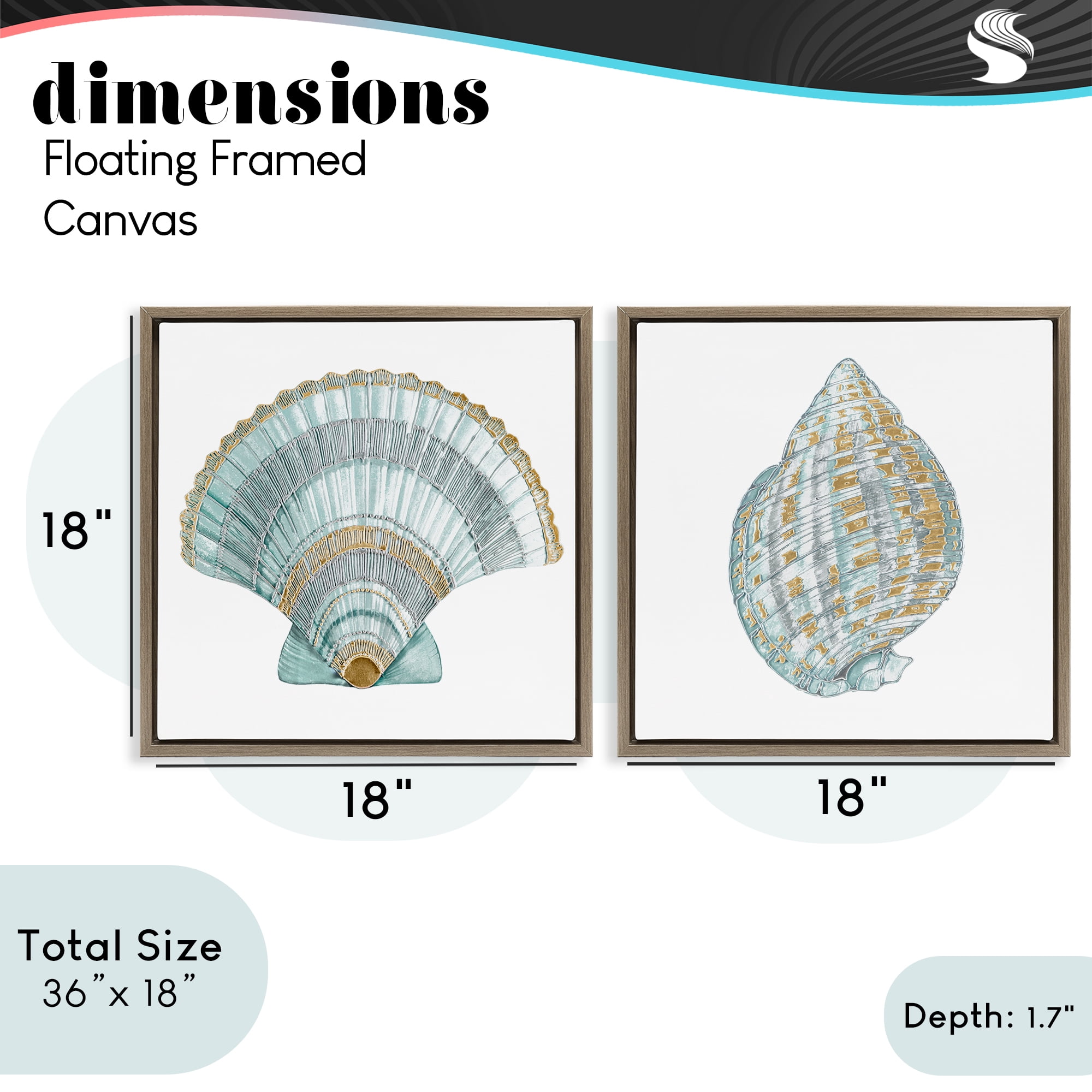 Stupell Industries Regal Clam Shell Duo 2 Piece Brown Framed Floater Canvas Set, design by Lorenzo Collective