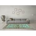 thumbnail image 3 of Ahgly Company Machine Washable Indoor Round Abstract Light Blue Modern Area Rugs, 8' Round, 3 of 4
