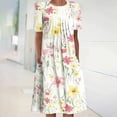thumbnail image 2 of IROINNID Summer Dresses for Women 2024, Summer Casual Midi Dresses with Short Sleeve and Round Neck Ruffled Floral Outfits Dress, 2 of 5