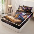 thumbnail image 2 of Metsweet Magic Dragon Zipper Twin Comforter Sets with Fitted Sheet and 2 Pillowcases, Gradient Animal Zipper Bedding Set, Purple Gold Blue,4-Piece,Black Reversible, 2 of 6