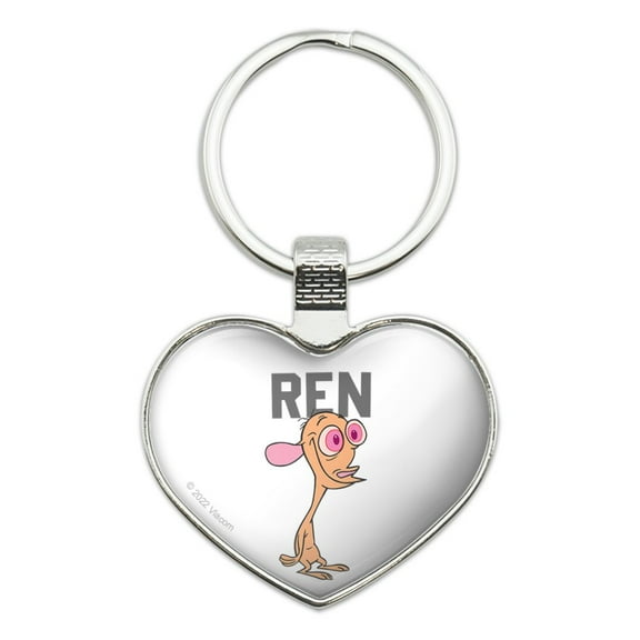 Ren and Stimpy Show Collegiate Ren Keychain Heart Love Metal Key Chain Ring