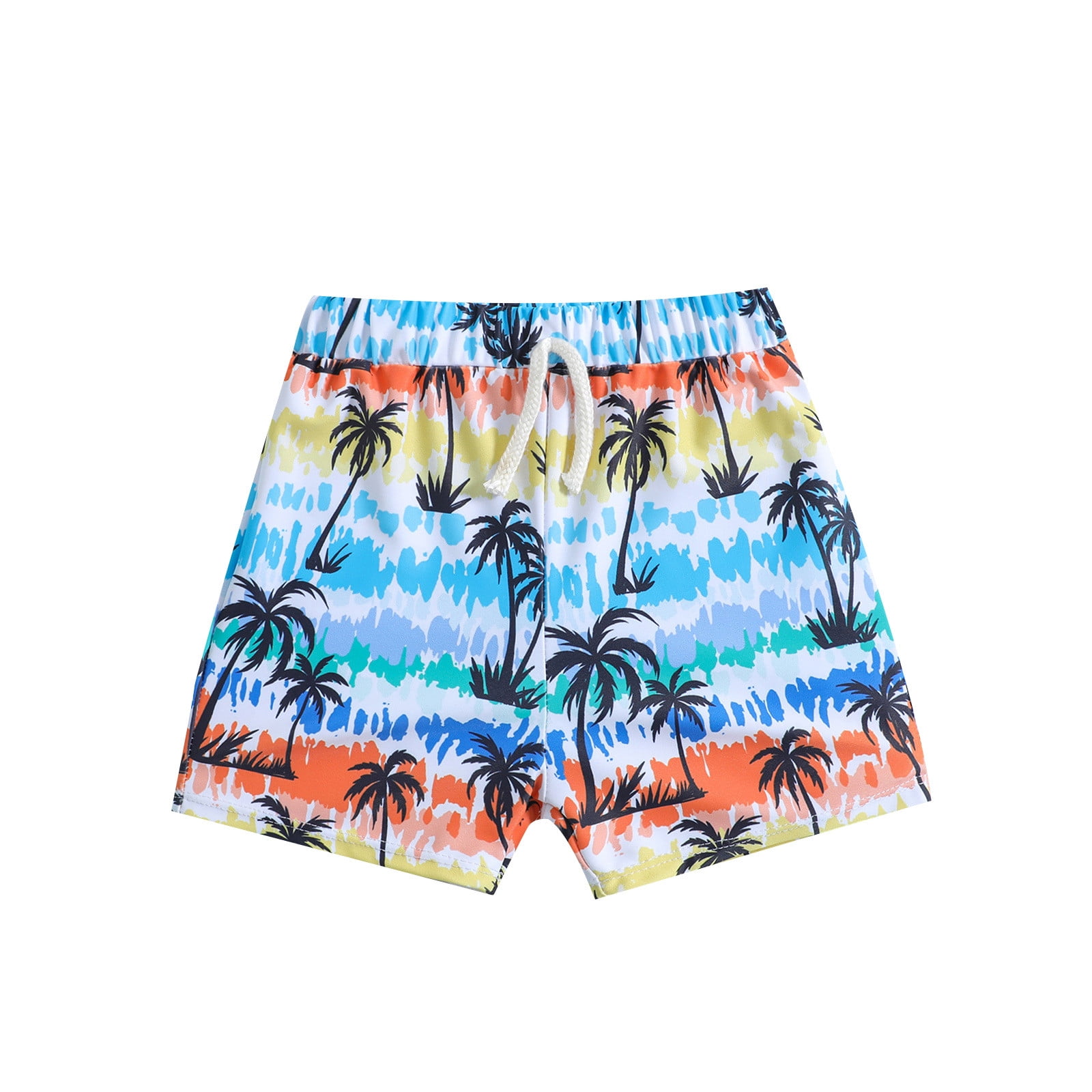 Boys Blue Palm Print Swim Shorts, 1