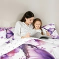thumbnail image 5 of Manfei Kawaii Butterflies 7-Piece Twin Bedding Sets,Rustic Flower Bedding Comforter Set,White Purple Sheet Sets For Teens Girls,Uper Cozy Room Decor Reversible, 5 of 9