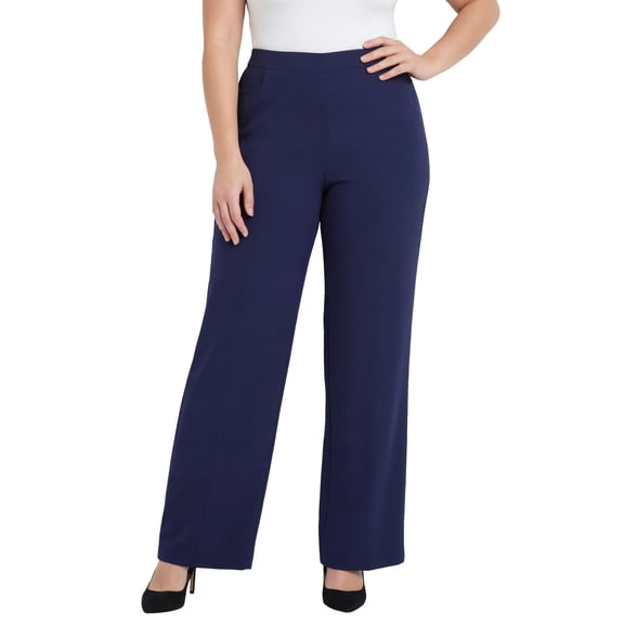 Catherines Women's Plus Size Petite Ponte Wide Leg Pant