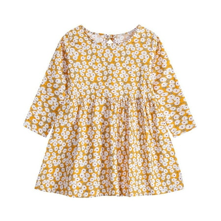

Esaierr Toddler Kids Spring Fall Girls Dresses Newborn Floral Print Casual Dress A-Line Twirly Dress Party Princess Dress for Baby 6M-6Y