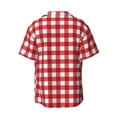 thumbnail image 5 of Uemuo Red Checkboard Pattern Cotton Linen Short Sleeve Shirts,Casual Lightweight Button Down Shirts,Vacation Beach Summer Tops-Medium, 5 of 7