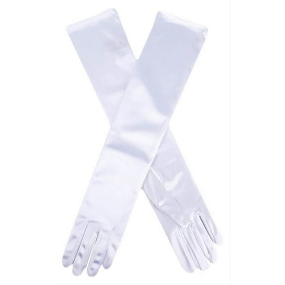 Dents Womens Long Above Elbow Satin Gloves in White