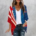thumbnail image 2 of JURANMO Women's American Flag Kimono Cardigan Plus Size 3/4 Sleeve Shawl Chiffon Cardigans 4th of July Lightweight Beach Cover Up Patriotic Outfits Multicolor M Sale of The Day Clearance, 2 of 6