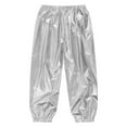 thumbnail image 4 of Miutii Kids Girls Sparkle Trousers Metallic Hip Hop Jazz Modern Dance Pants Fitness Sport Cargo Silver 160, 4 of 9