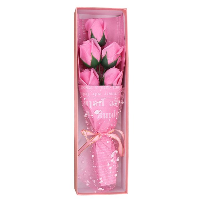 PENGXIANG 1 Box Flower Gift Box Romantic Realistic Courtship Ritual 5-head Artificial Soap Rose Bouquet Gift Box for Girlfriend