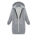 thumbnail image 4 of Oversized Hoodies for Women Zip Up Knee Length Tunic Sweatshirts Casual Long Sleeve Spring Hooded Jackets With Pocket, 4 of 9