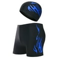 thumbnail image 2 of 2 Pcs/Set Swimming Trunks&Hat - Quick Dry Breathable Elastic Great Stitching Swimming Cap for Swimming Pool, 2 of 8