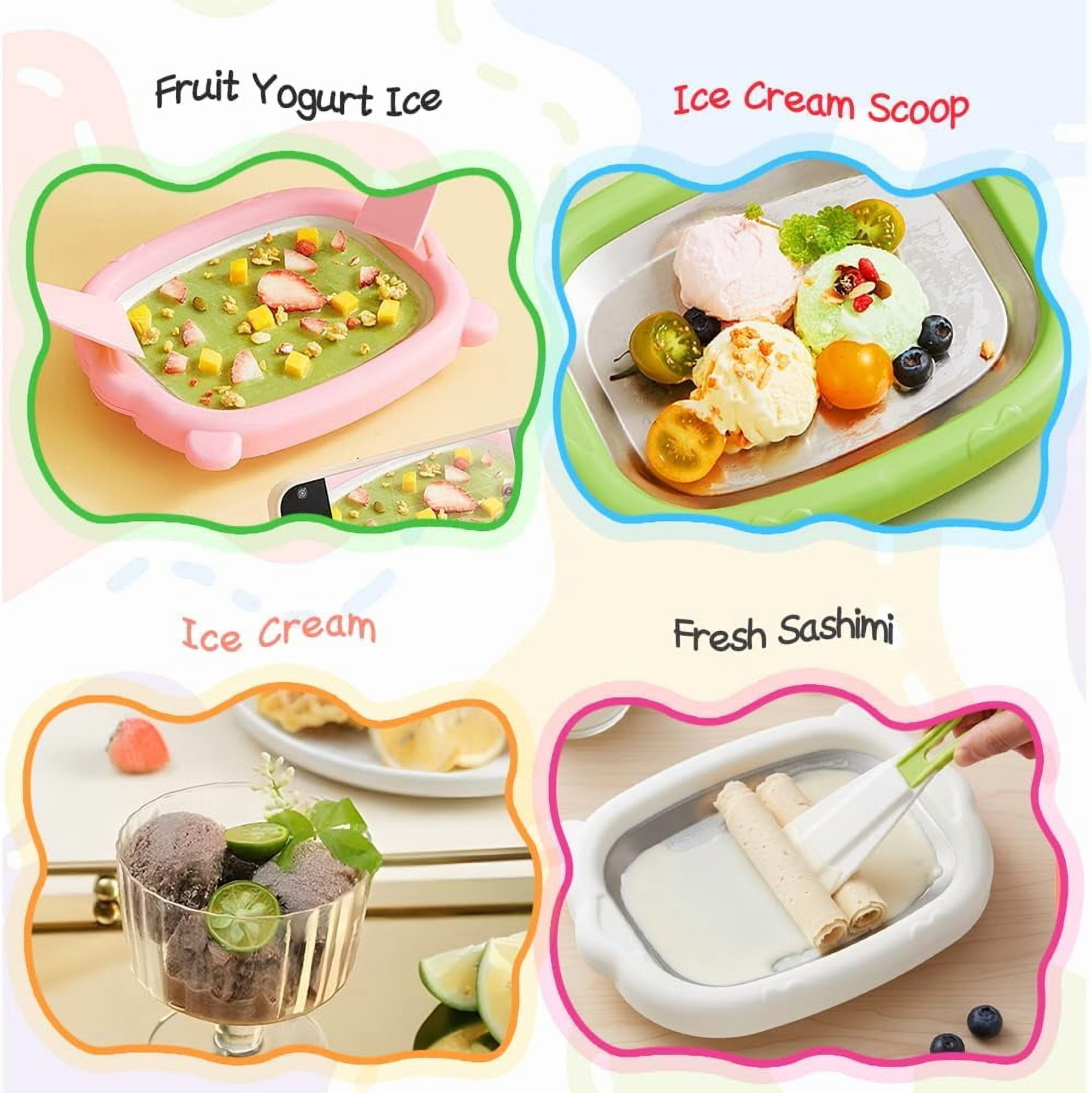 At-Home Rolled Ice Cream Maker Kit, Rolled Ice Cream Machine with 2 Scrapers, Instant Ice Cream Maker, DIY Homemade Ice Cream tray Ideal for Making Rolled Ice Cream Yogurt Sorbet Soft Serve(Blue)
