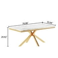 thumbnail image 2 of 70" Rectangular Dining Table for 6 People, Modern Faux Marble Kitchen Table with Stainless Steel Legs, Dining Table for Dining Room, Living Room, 2 of 6