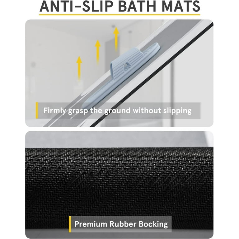 AWW Soft Diatomaceous Earth Bath Mat , 15.8 x 23.6 inches Super Absorbent Fast  Drying Bathroom Shower Mats with Anti Slip Pad , Easy to Clean , Gray 
