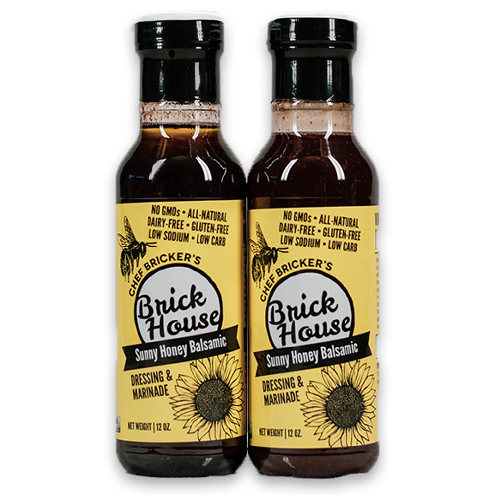 Brick House Vinaigrette's Sunny Honey Balsamic salad dressing & marinade. Low sodium, Low Carb