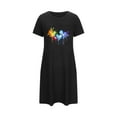 thumbnail image 5 of Sakmal Moomoo Sleep Dress for Women Black Short Soft Nightshirt Short Sleeve Print Nightgowns for Women, 5 of 5