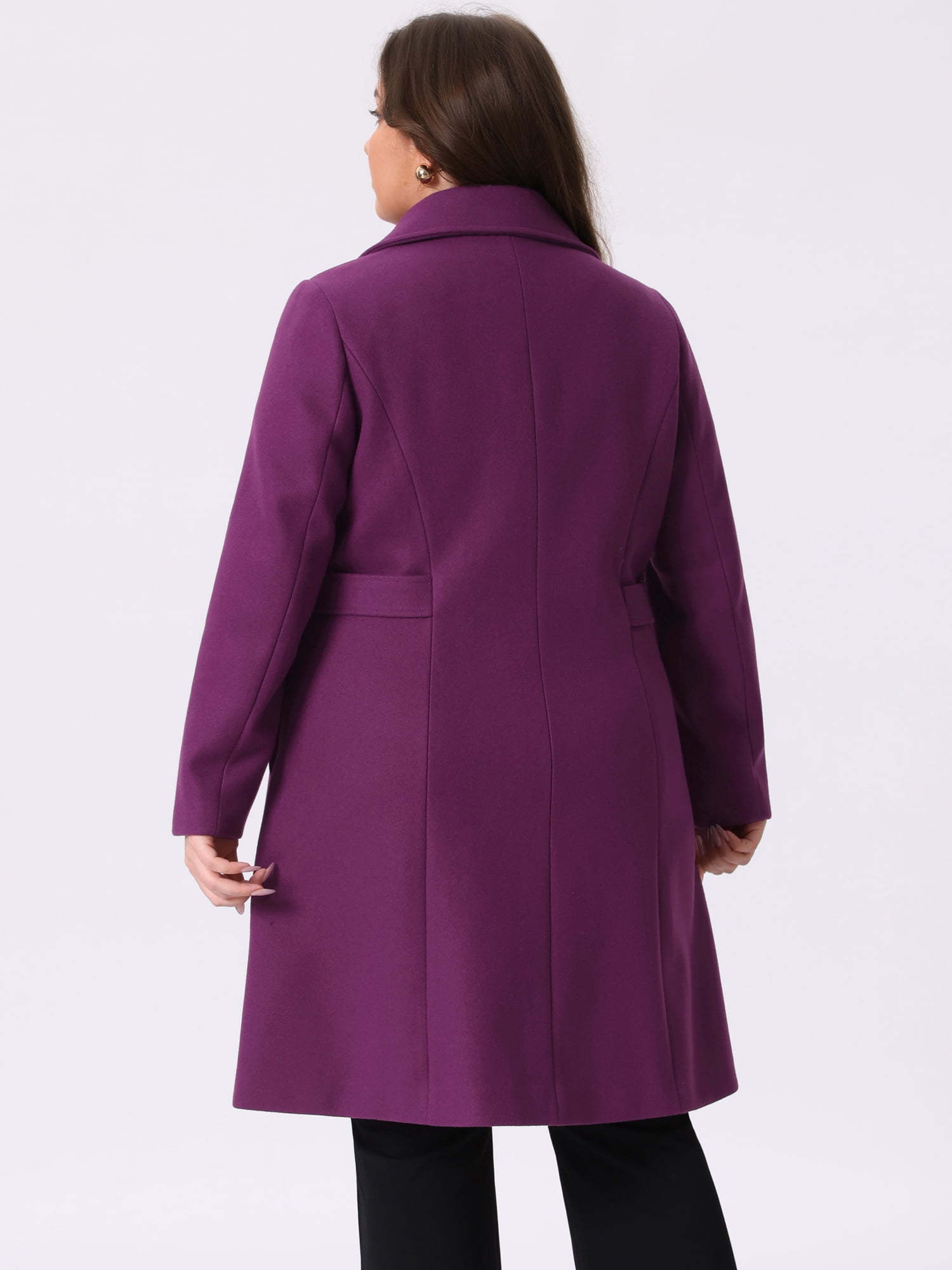 DARING DIVA Women's Plus Size Long Sleeve Utility Overcoat 1X Deep Purple