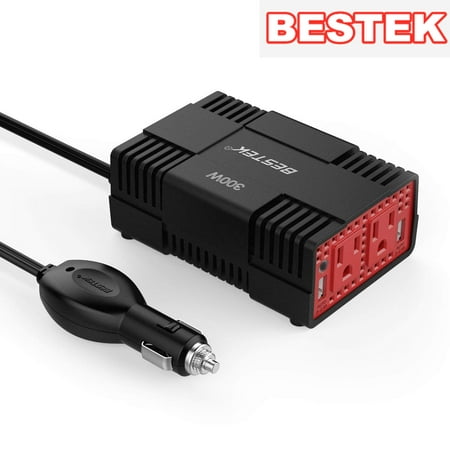 BESTEK 300 Watt Power Inverter 4.2A 12V to 110V AC Car Converter with Dual USB Car Charger