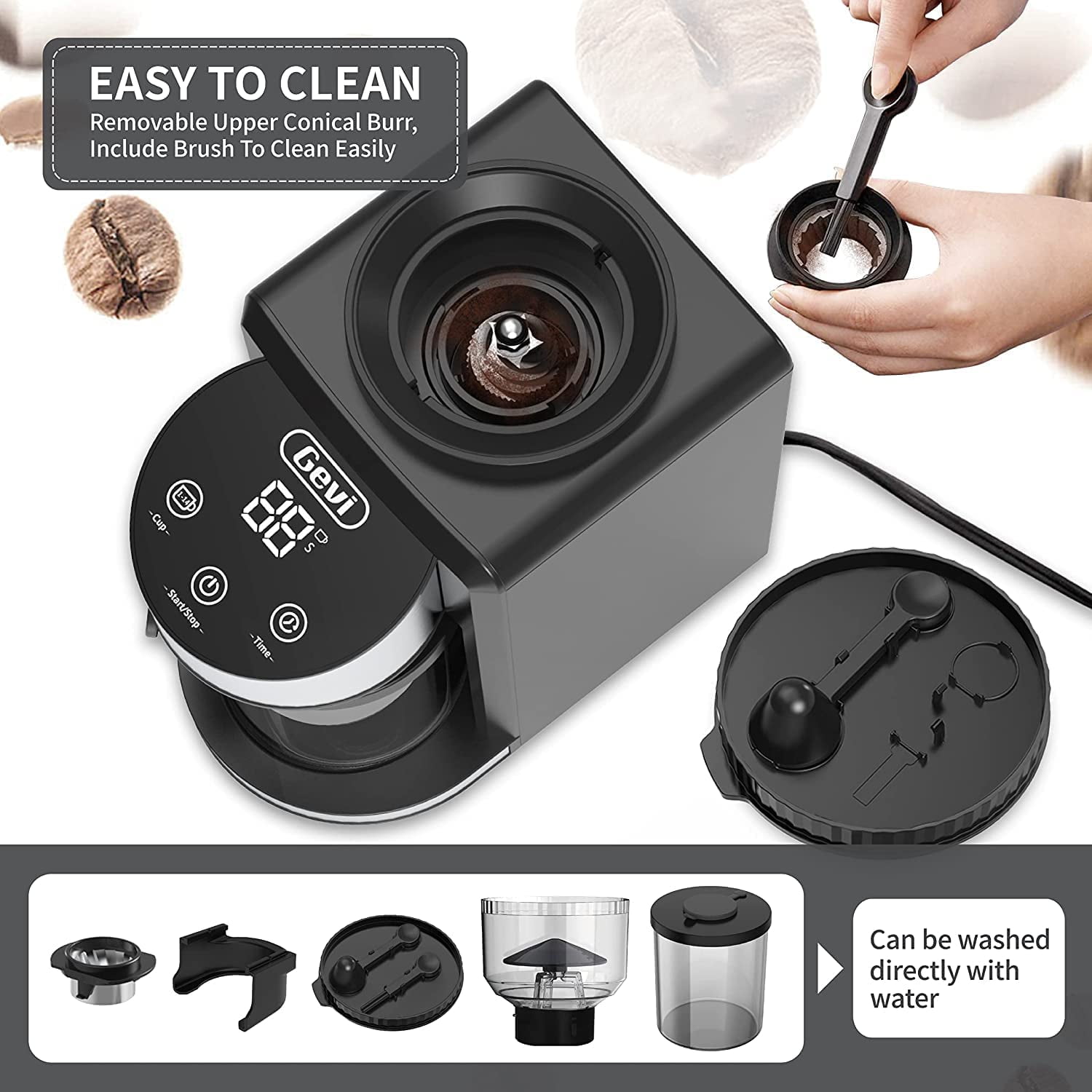 Flyseago Electric Coffee Grinder Flat Burr Grinder Coffee 19 Settings &  Digital Timer Display Commercial Espresso Coffee Grinders with Large 35 oz