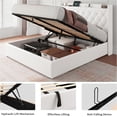 thumbnail image 5 of iPormis Queen Lift Up Storage Bed Frame with Charging Station, Upholstered Platform Bed Frame with Velvet Headboard, Hydraulic Storage,White, 5 of 7