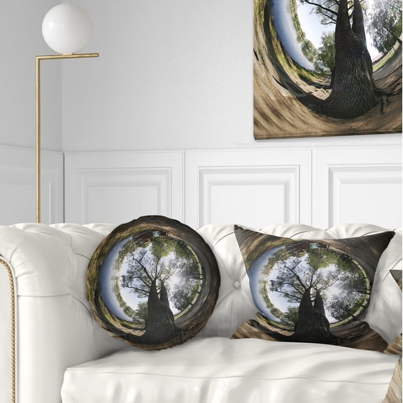 Designart Ufa Little Planet Panorama - Tree Photography Throw Pillow - 12x20