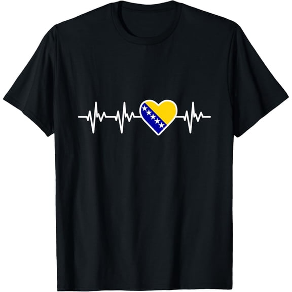 men and women can wear,Bosnia and Herzegovina Flag Heartbeat Pride National Day T-Shirt