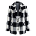 thumbnail image 3 of cocolona Womens Classic Plaid Jacket Fleece Lined Long Sleeve Lapel Overcoat Fall Winter Warm Trendy Outerwear, 3 of 7