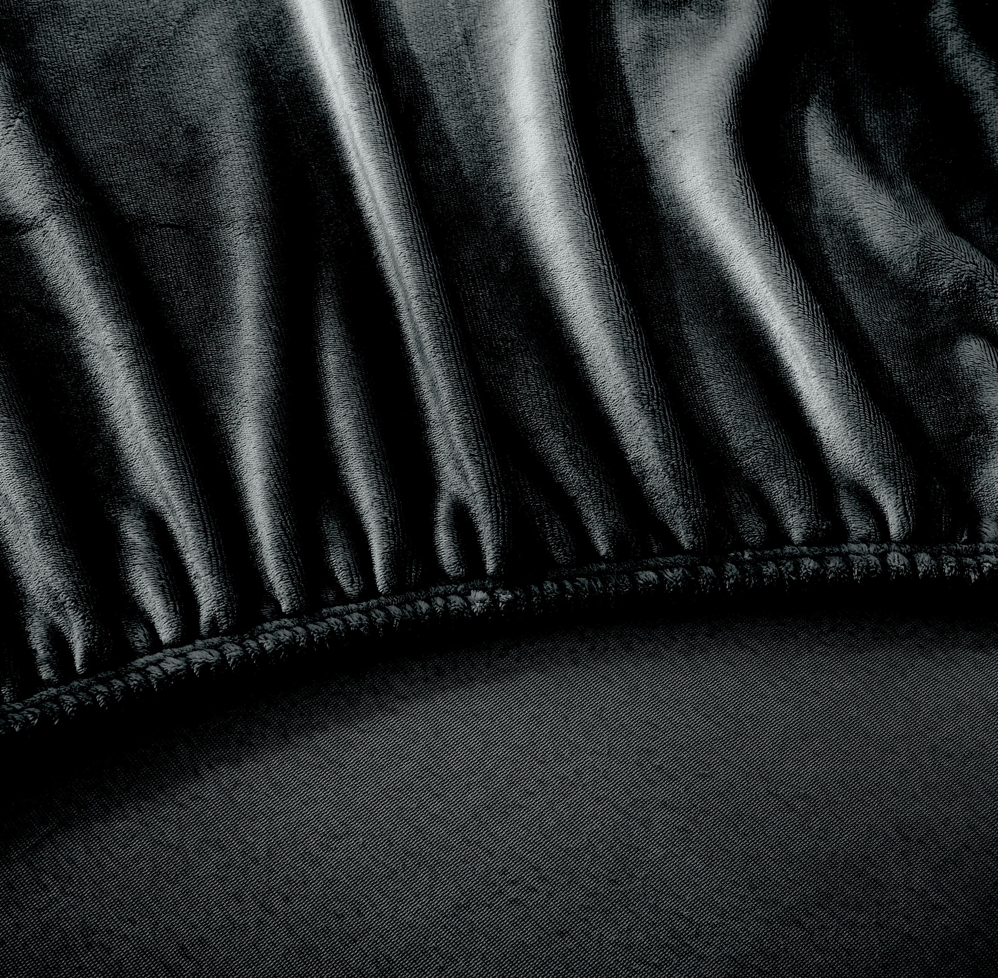 Swift Home Luxury 1 Piece Flannel Plush Fur Fitted Sheet, Ultra-Soft, Deep Pocket Fit, All Season Warmth, Queen Size, Black